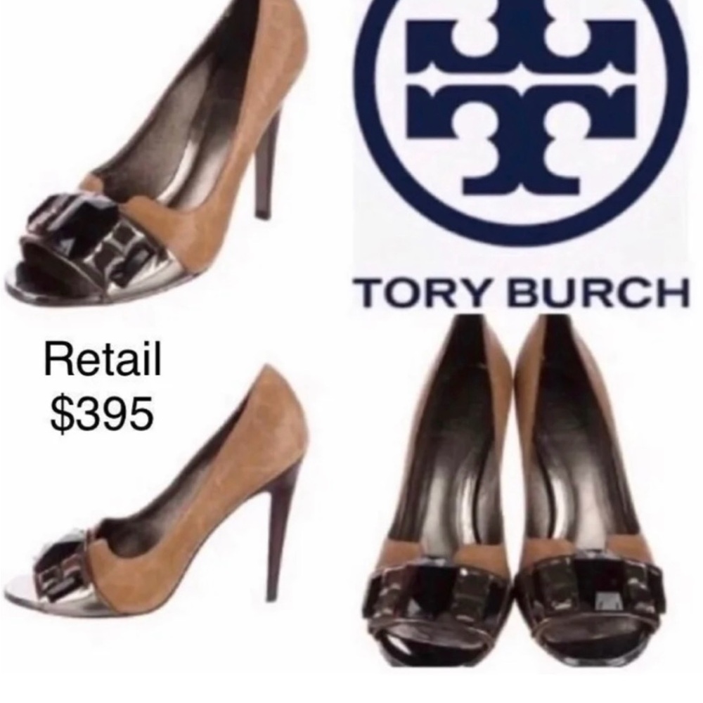 Tory Burch Embellished Peep-Toe Pumps
